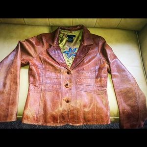 Arden B soft brown leather button jacket blazer